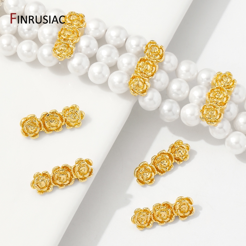 Flower Supply - 18K vergoldeter Messing-Rosenblüten-Perlenseparator für die Herstellung
