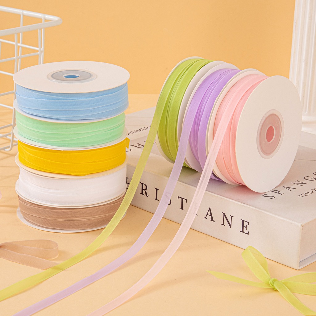 Ribbon Organza Roll - 25 Yards/Rolle 6mm Doppelseitiges Milchweißes Organza-Band