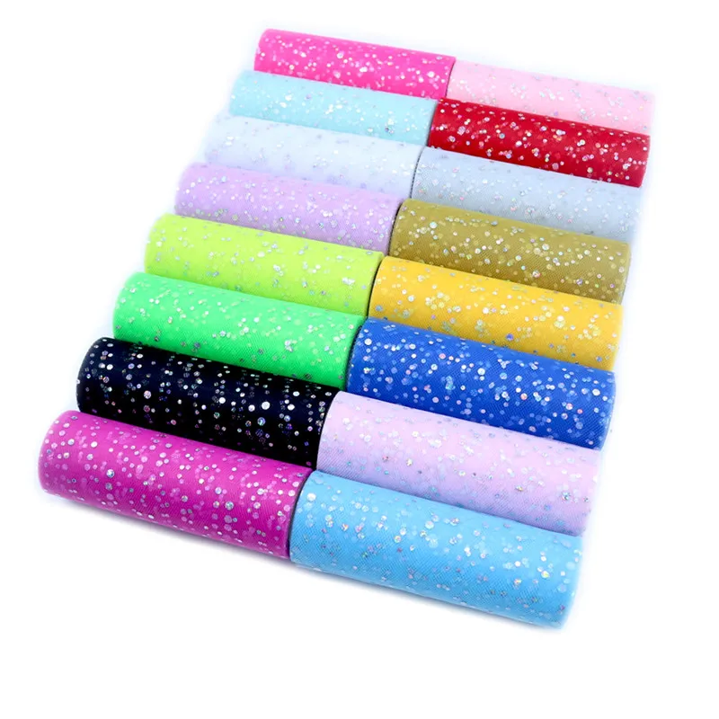 Ribbon Organza Roll - Glitter Pailletten Tüll Rolle 15 cm