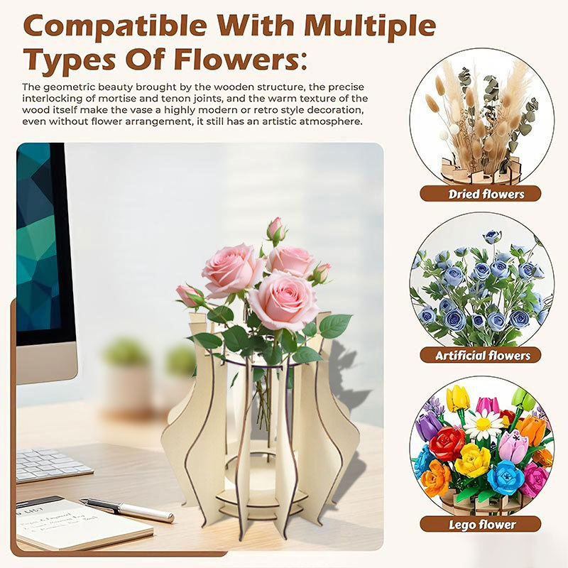 Holzpuzzle-Vase für Blumensträ – Florist Supply Vases Bewertung und Preis
