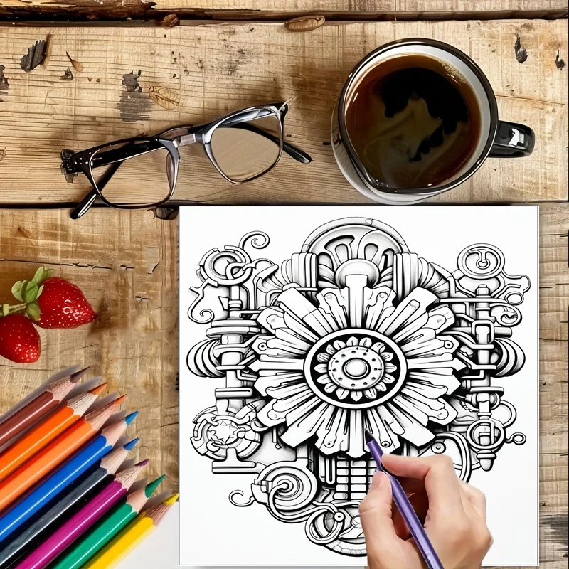 Malbuch „Steampunk-Blumen“ für – Flower Supply Bewertung und Preis