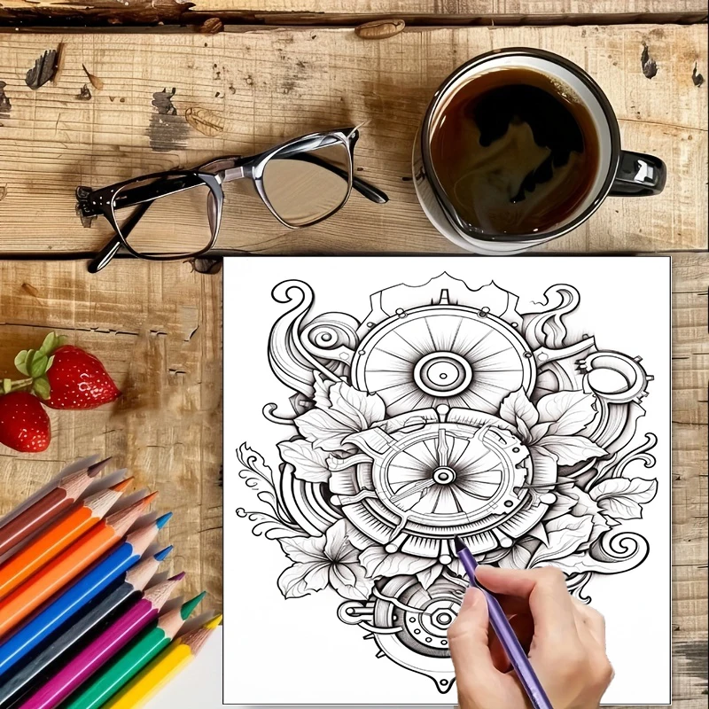 Malbuch „Steampunk-Blumen“ für – Flower Supply Bewertung und Preis